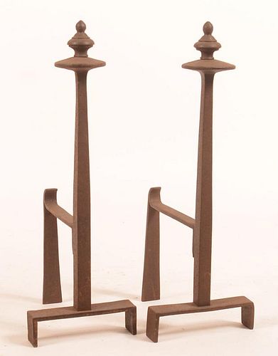 PAIR OF IRON ANDIRONS.Pair of