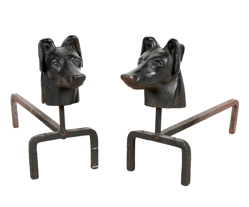 PAIR OF IRON DOG'S HEAD