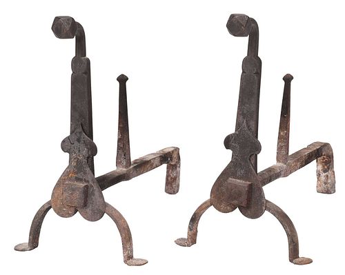 PAIR OF IRON FIREPLACE