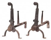 PAIR OF IRON FIREPLACE ANDIRON