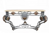 PAIR OF IRON & PARCEL GILT CON