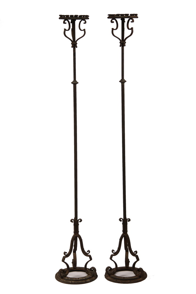 PAIR OF IRON TORCHIERES - 19th c