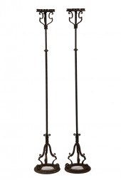 PAIR OF IRON TORCHIERES - 19th