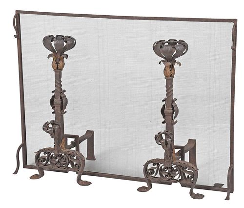 PAIR OF IRON WORK FIREPLACE