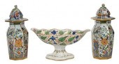 PAIR OF IRONSTONE LIDDED JARS
