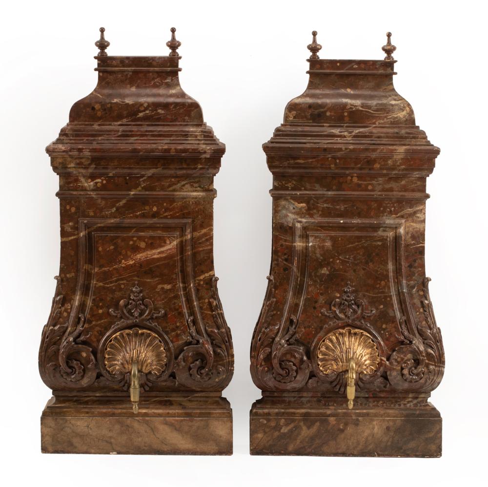 PAIR OF ITALIAN BAROQUE FAUX MARBRE