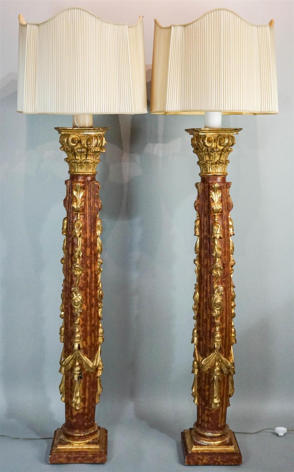 PAIR OF ITALIAN BAROQUE RED-PAINTED