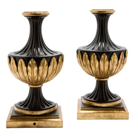 Pair of Italian Black and Gilt-Wood