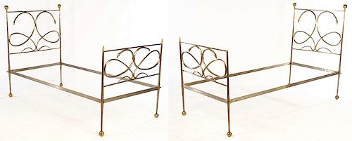PAIR OF ITALIAN BRONZE AND IRON