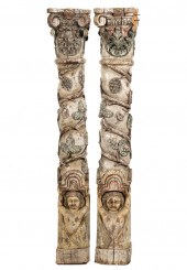 PAIR OF ITALIAN CARVED AND PAI