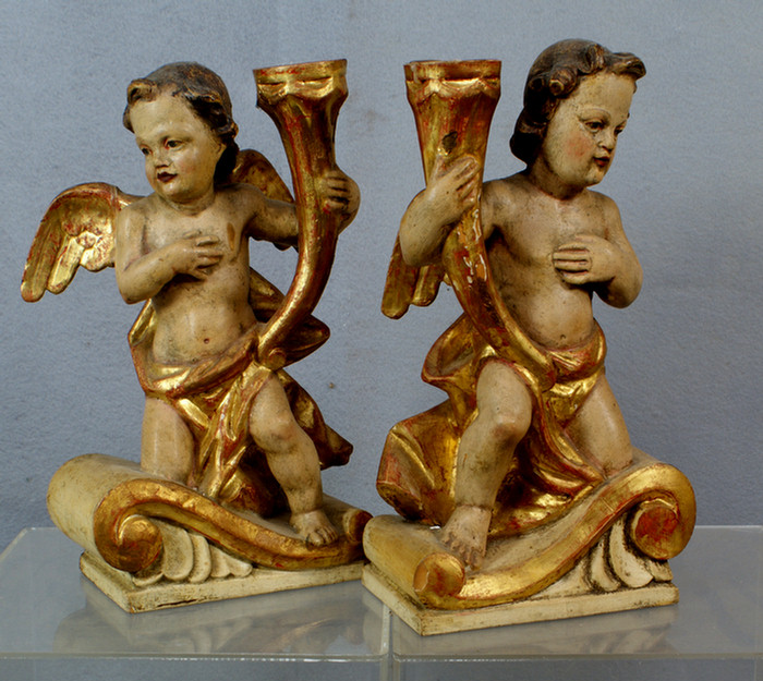 Pair of Italian carved and