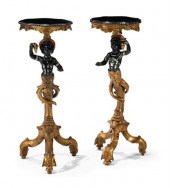 Pair of Italian carved and pai