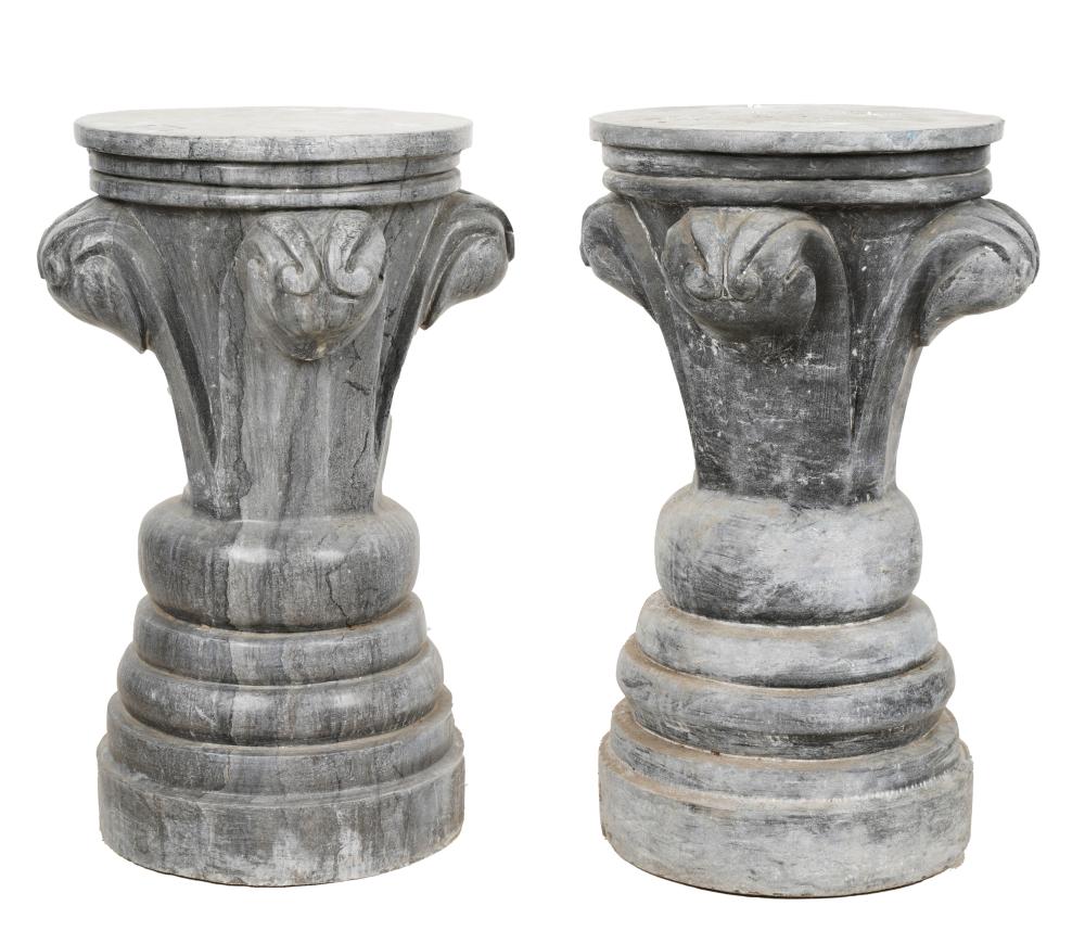 PAIR OF ITALIAN CARVED GREY