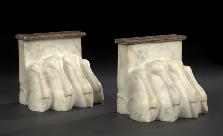 Pair of Italian Carved White Marble