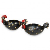 PAIR OF ITALIAN CERAMIC ROOSTE