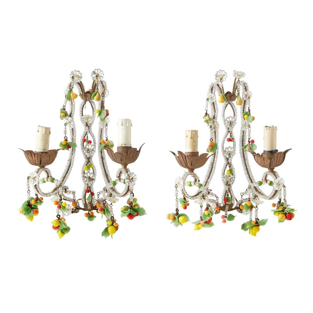 PAIR OF ITALIAN COLOURED GLASS,
