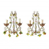 PAIR OF ITALIAN COLOURED GLASS