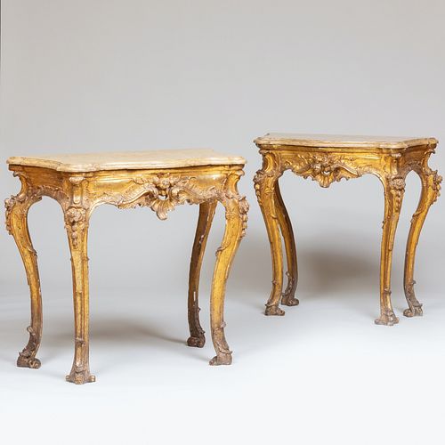 PAIR OF ITALIAN GILT-VARNISHED