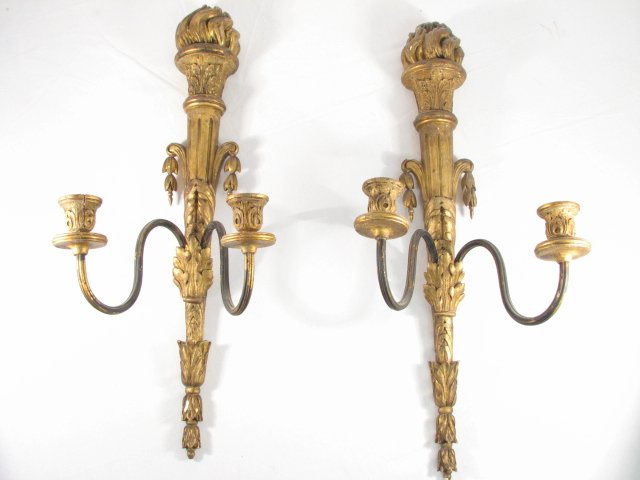 Pair of Italian gilt wood wall