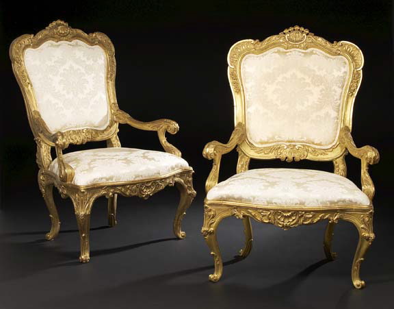 Pair of Italian Giltwood Fauteuils,