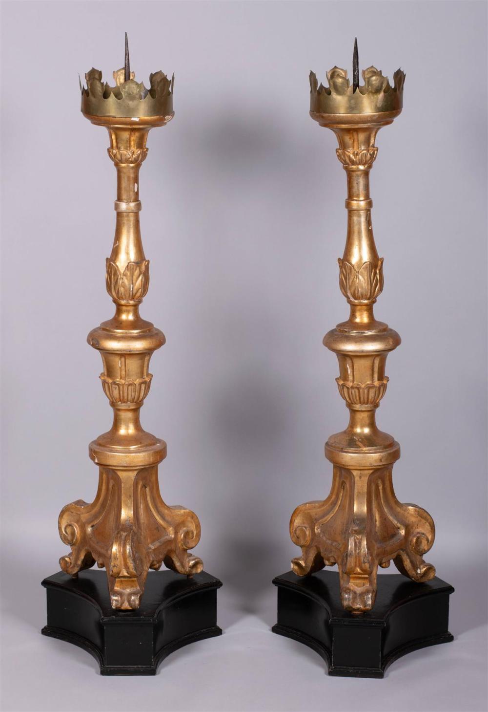 PAIR OF ITALIAN GILTWOOD PRICKET