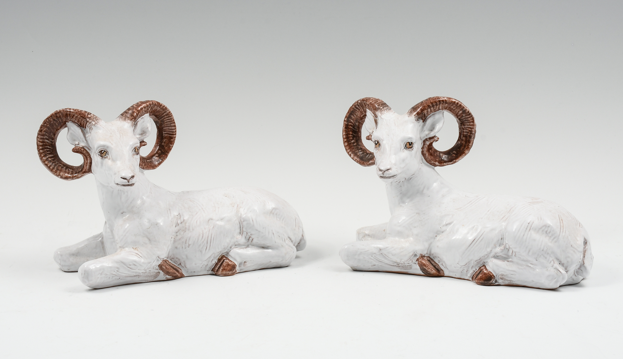 PAIR OF ITALIAN GLAZED TERRACOTTA