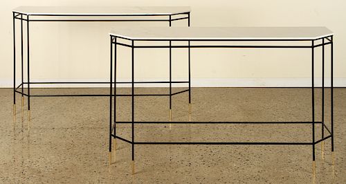 PAIR OF ITALIAN IRON CONSOLE TABLES
