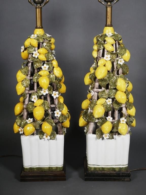 PAIR OF ITALIAN MAIOLICA LEMON
