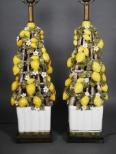 PAIR OF ITALIAN MAIOLICA LEMON