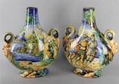PAIR OF ITALIAN MAIOLICA TWO-H