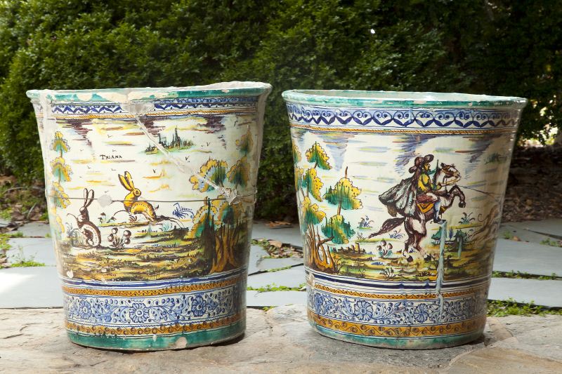 Pair of Italian Majolica Large