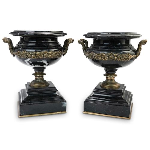 PAIR OF ITALIAN MARBLE AND BRONZE