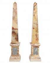 PAIR OF ITALIAN MARBLE OBELISK