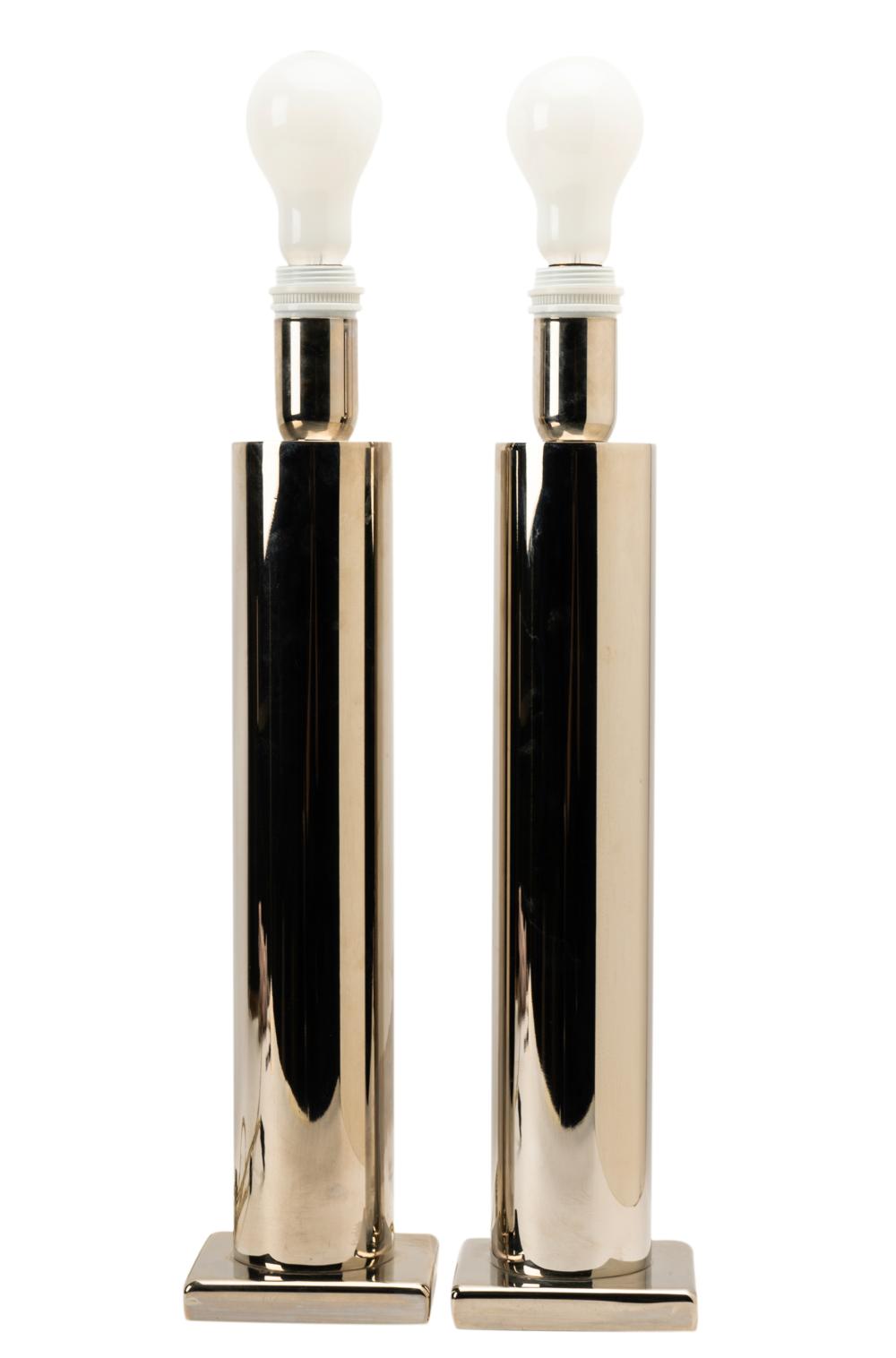 PAIR OF ITALIAN MODERN CHROME TABLE
