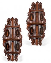 PAIR OF ITALIAN OLIVEWOOD CORN