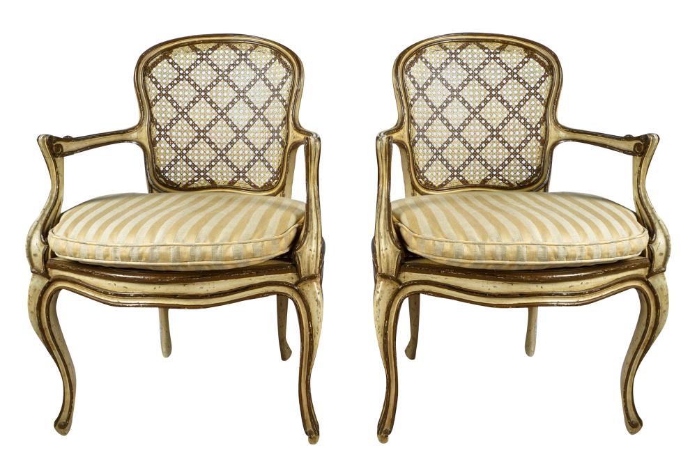 PAIR OF ITALIAN PAINTED & GILT