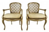PAIR OF ITALIAN PAINTED & GILT