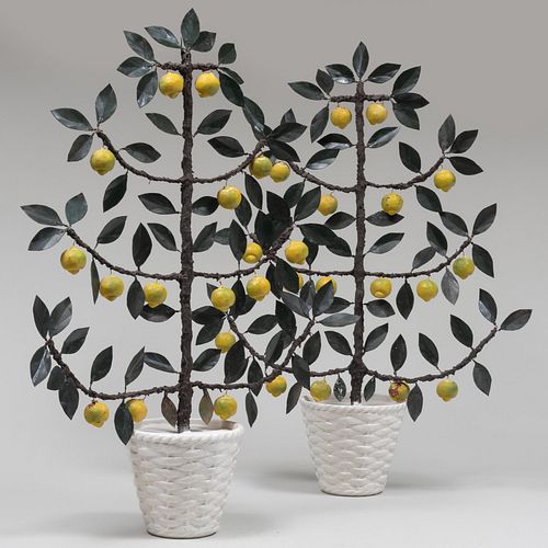 PAIR OF ITALIAN PAINTED TÃ´LE