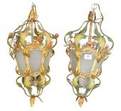 PAIR OF ITALIAN PAINTED TOLE A