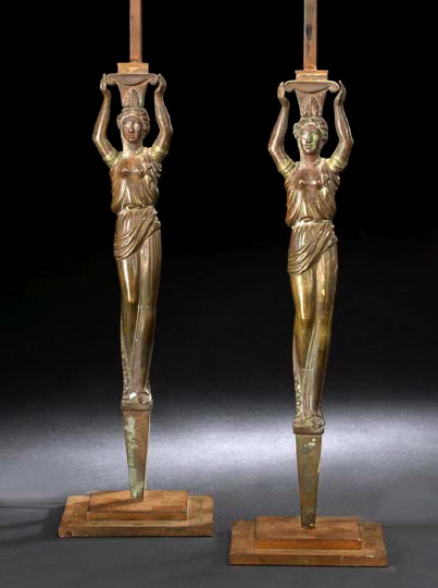 Pair of Italian Patinated Bronze