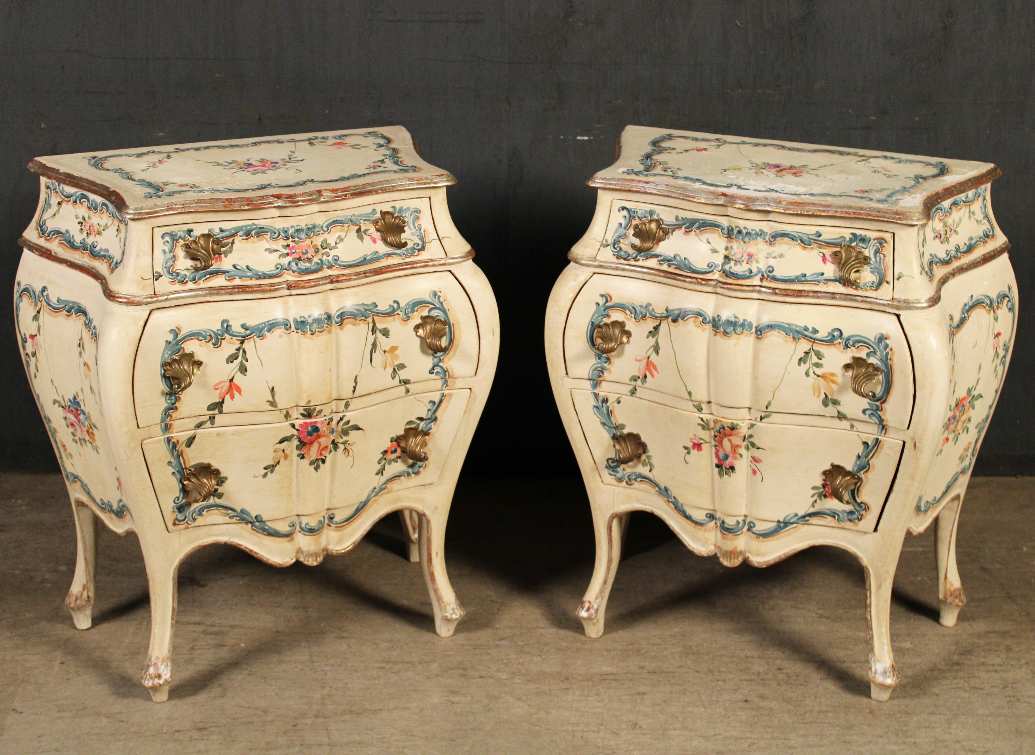 PAIR OF ITALIAN POLYCHROME BOMBE