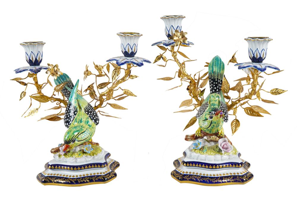 PAIR OF ITALIAN PORCELAIN & GILT