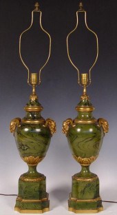 PAIR OF ITALIAN RAMS HEAD LAMP