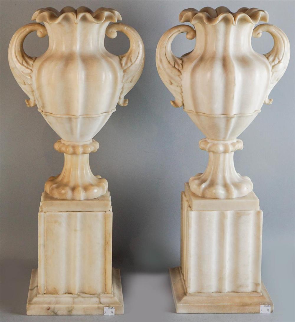 PAIR OF ITALIAN WHITE ALABASTER