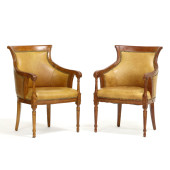 PAIR OF ITALIANATE LEATHER UPH
