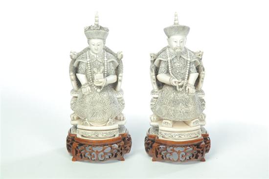 PAIR OF IVORY CARVINGS.  China 