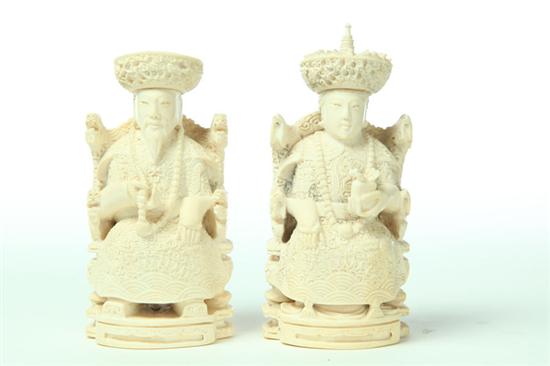 PAIR OF IVORY CARVINGS.  China  1st