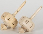 PAIR OF IVORY PUT & TAKE TOPS
