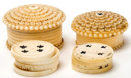 PAIR OF IVORY WHIST COUNTER