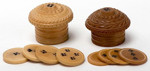 PAIR OF IVORY WHIST COUNTER